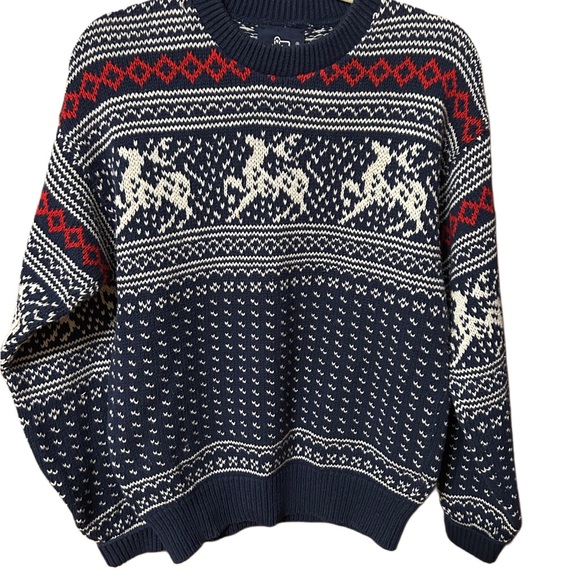 Woolrich Other - Vintage Woolrich Men’s Navy Blue Reindeer Pattern Sweater 90’s Knit Grandpa SM
